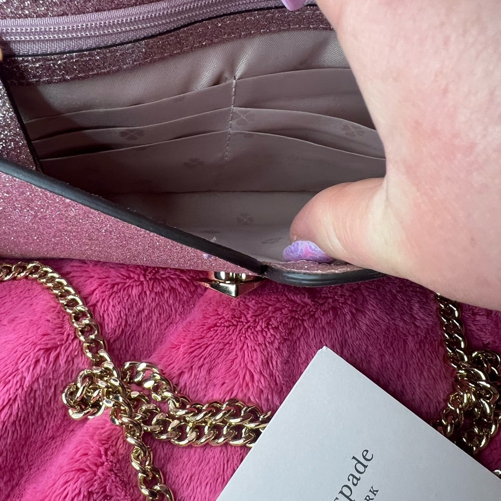 Kate Spade Nicola Shimmer Twistlock Chain Wallet purse Rose Gold NWT Retail$198 - Picture 12 of 13